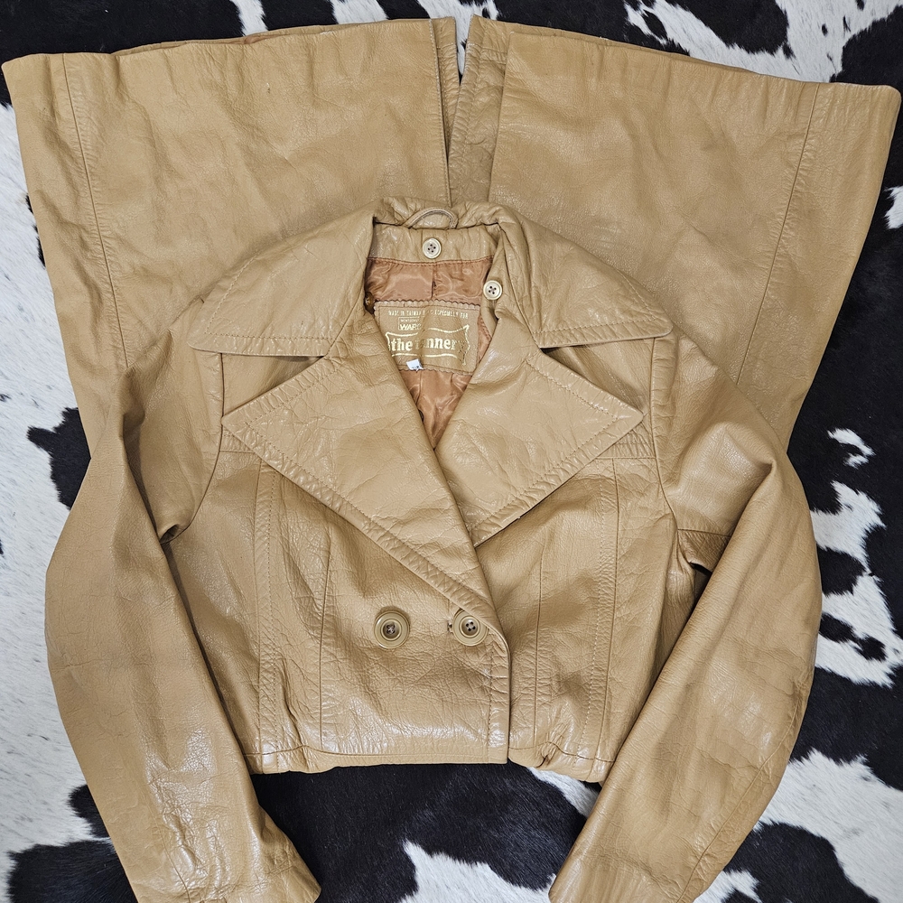 Vintage 70s "The Tannery" Genuine Leather Trench Coat